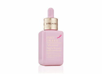 Image of a pink face serum bottle