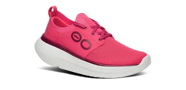 Picture of neon pink lace up sneaker