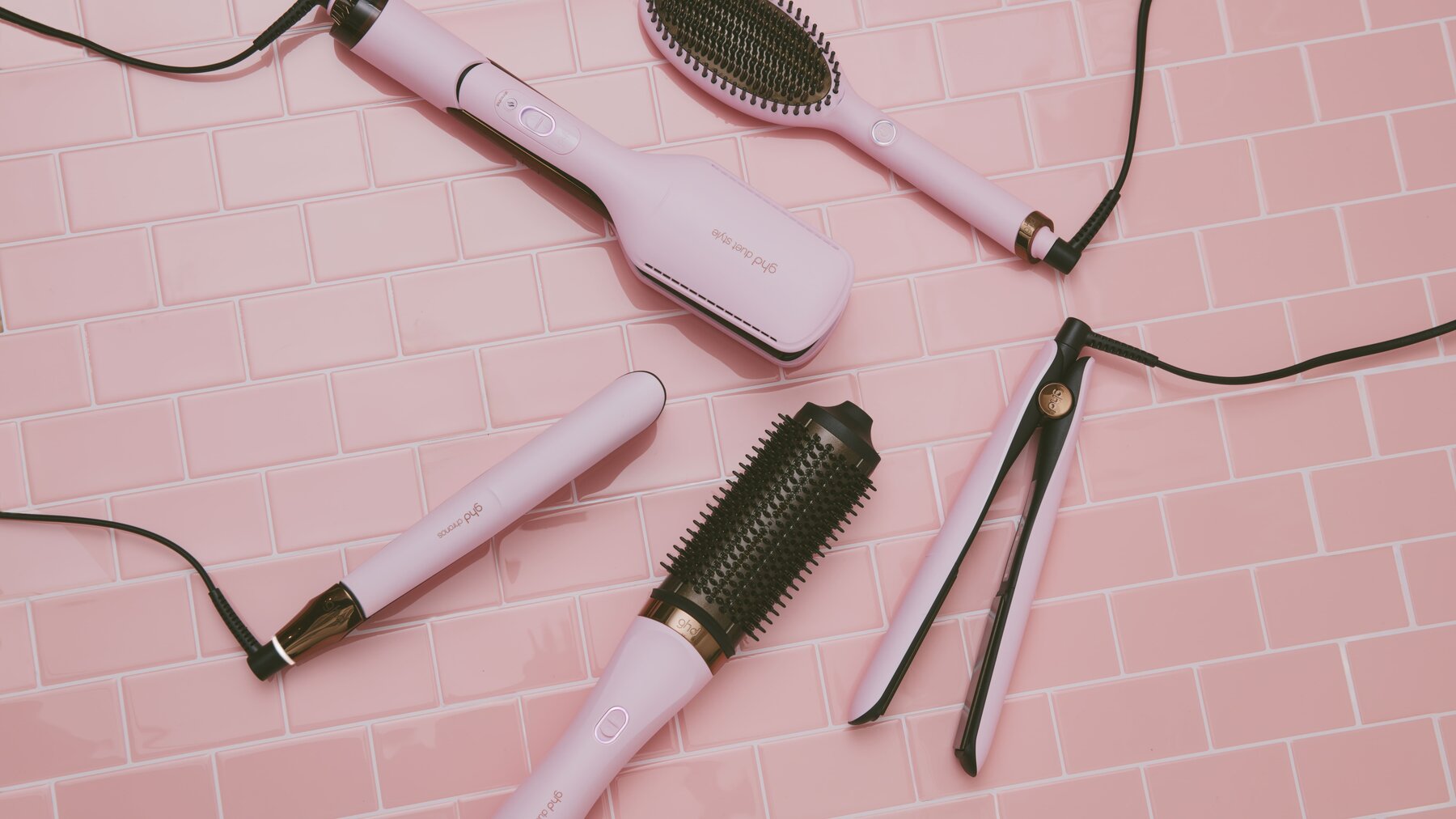 five pink hair styler tools