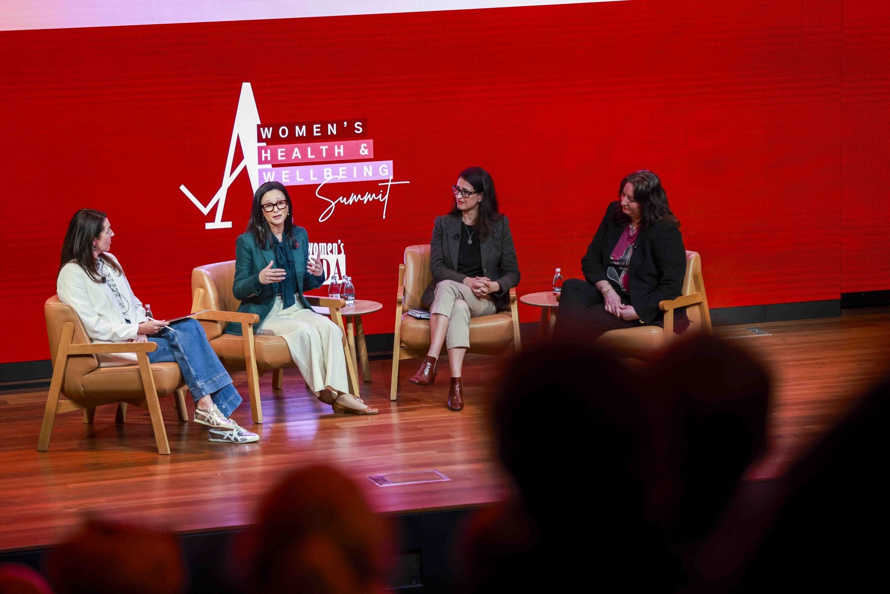 NBCF CEO Dr Cleola Anderiesz speaking during a panel discussion alongside Women’s Agenda Founding Editor Angela Priestley, Professor Cassandra Szoeke and Dina Titkova