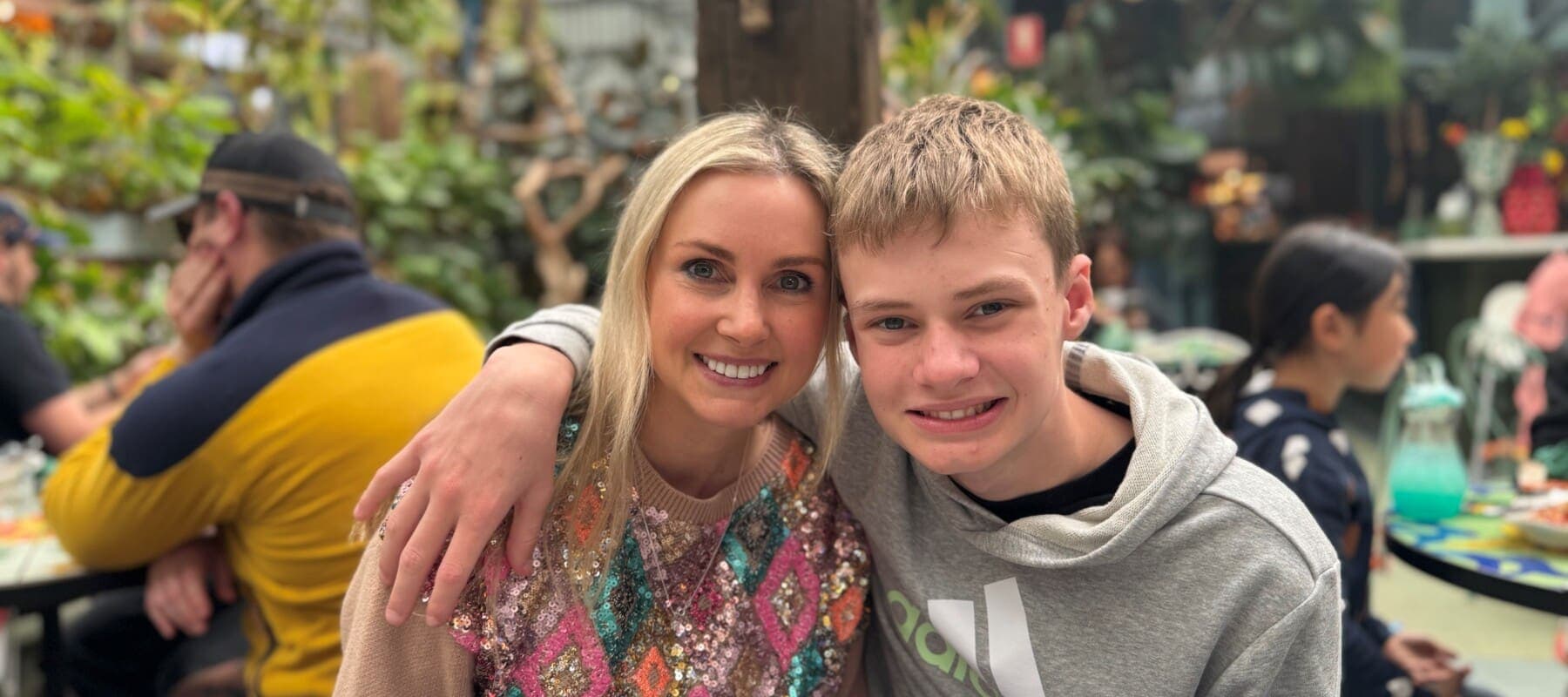 Photograph of a mother and son