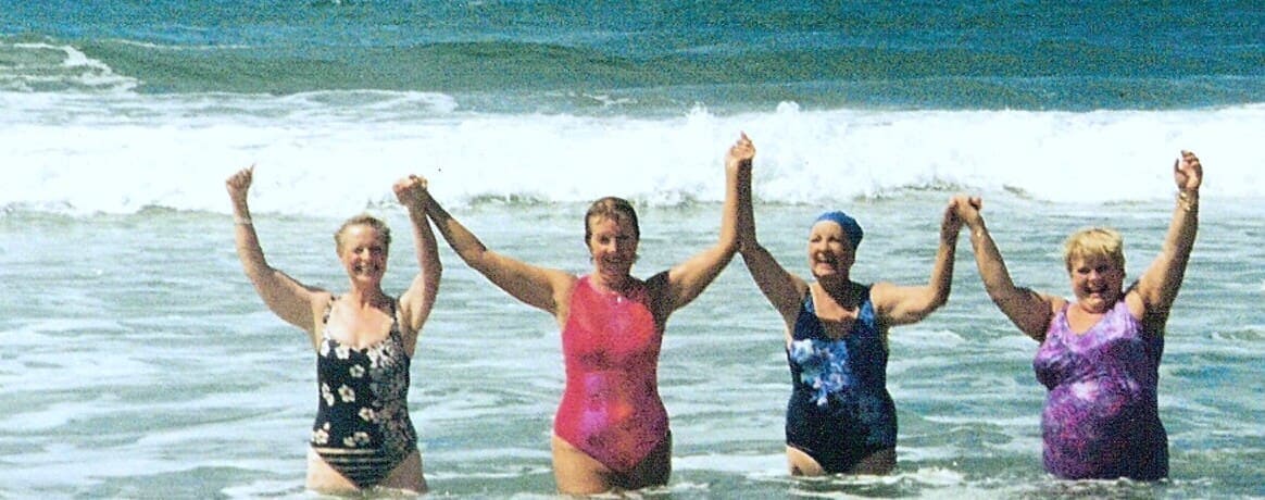 Image of a group of friends in the ocean