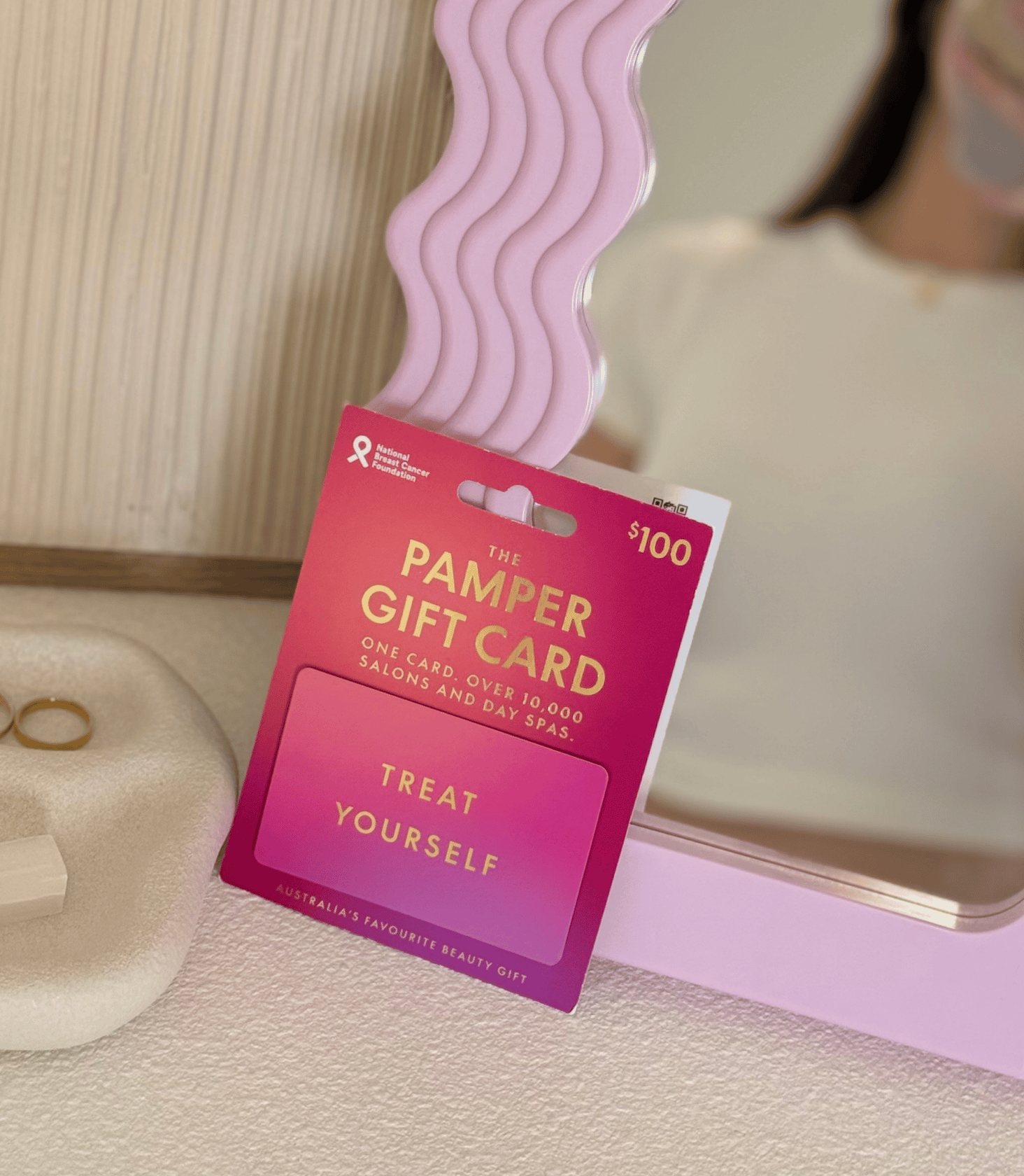 Image of a pink gift card