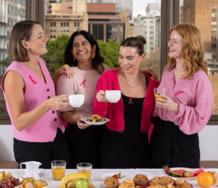Image of a group of people enjoying breakfast